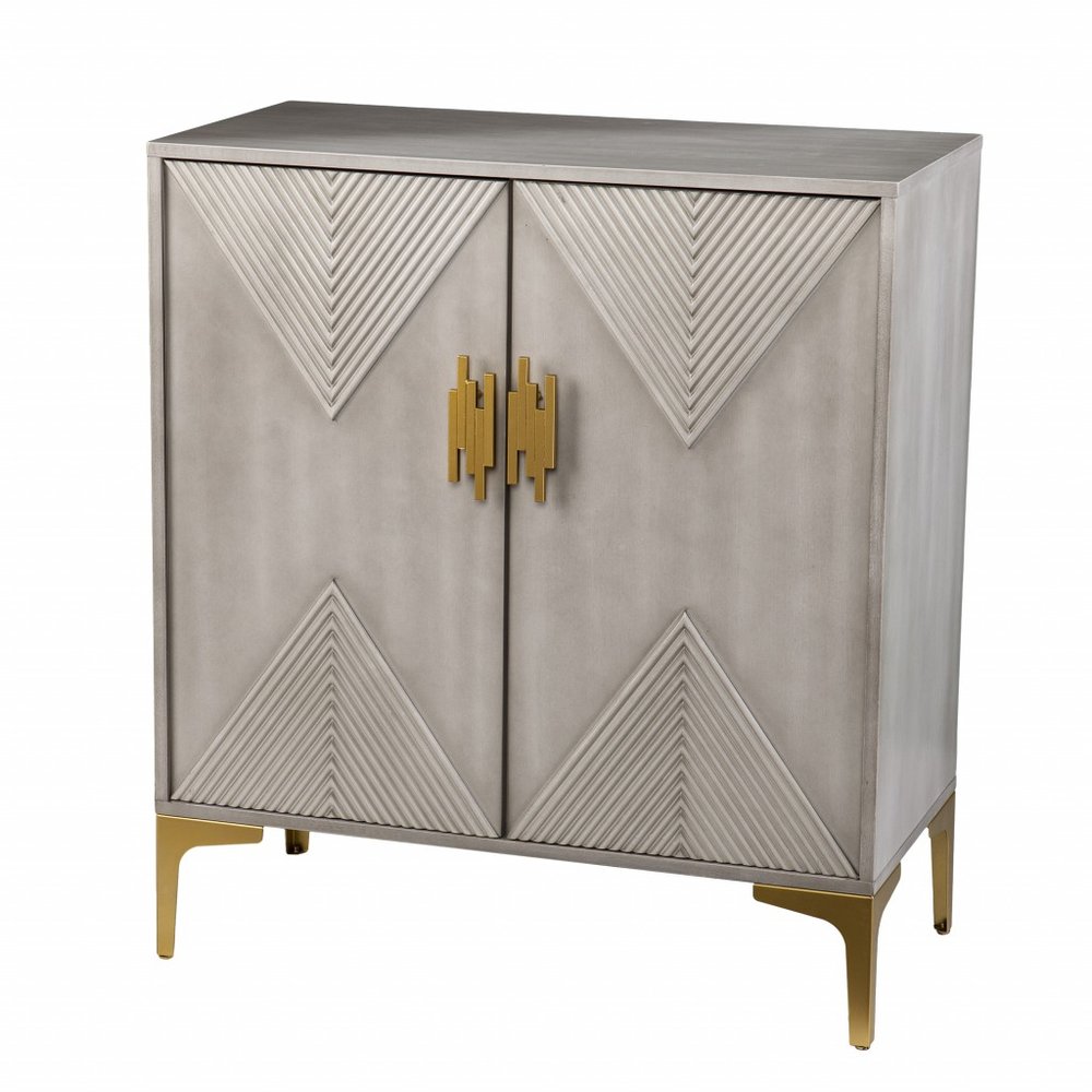 Gray Solid Wood Sideboard with Two Doors - 32-inch