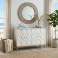 White Carved Geometric Sideboard with Two Doors - 40-inch