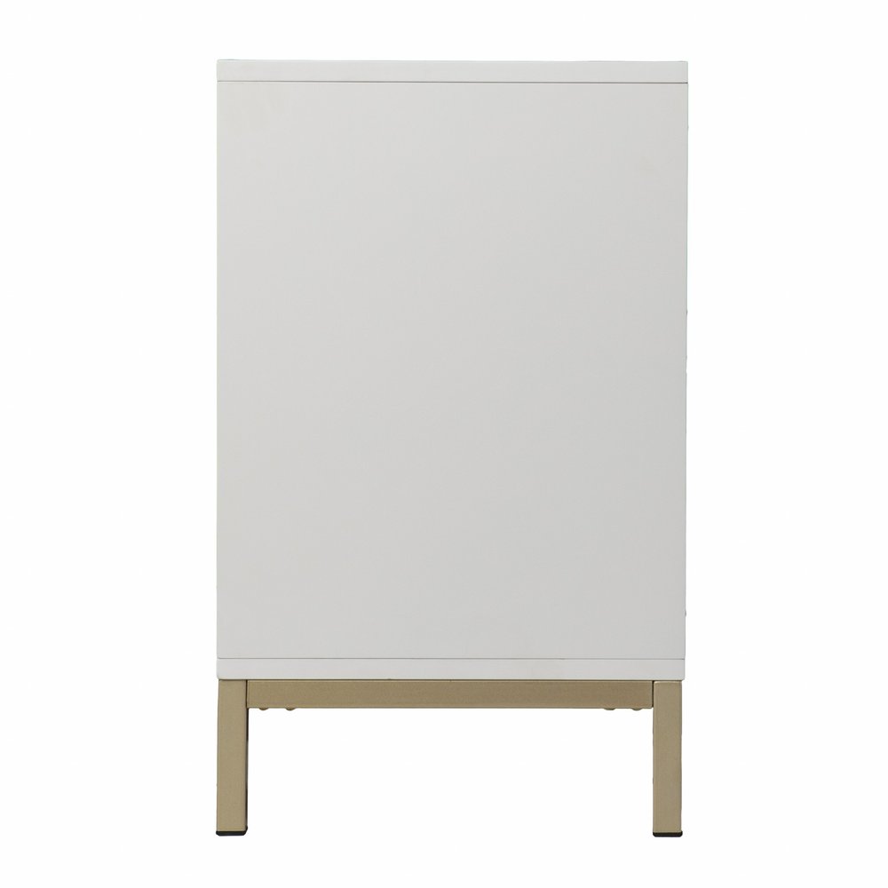 White Carved Geometric Sideboard with Two Doors - 40-inch