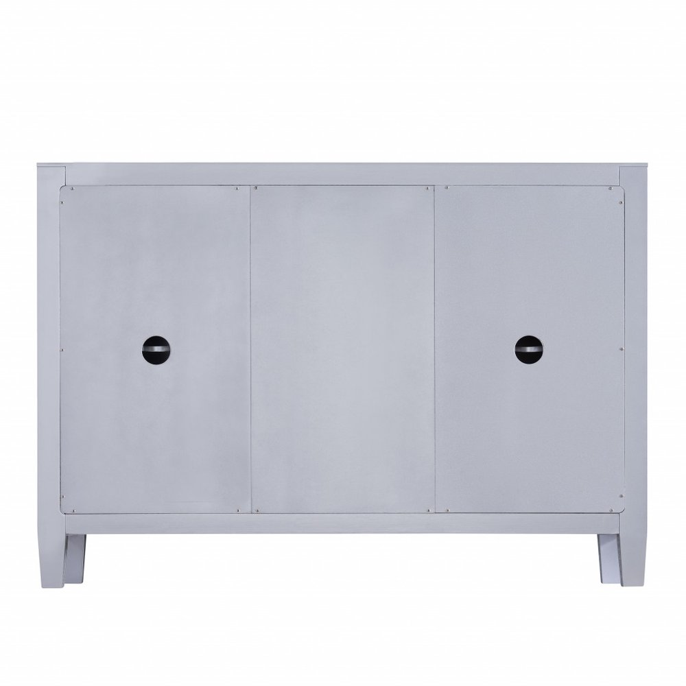 Silver Wood and Glass Three Drawer Credenza with Two Doors - 50-inch