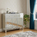 Silver Glass Three Drawer Sideboard with Three Doors - 40-inch