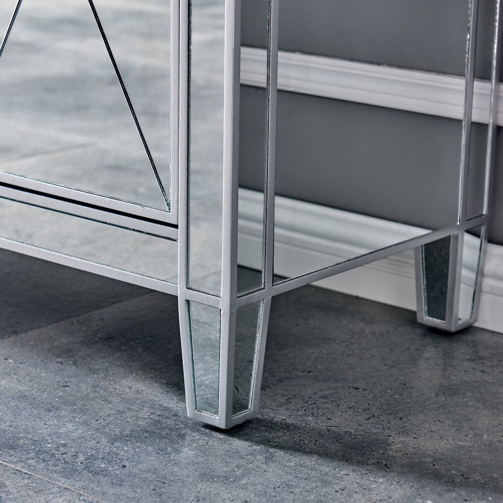 Silver Glass Three Drawer Sideboard with Three Doors - 40-inch