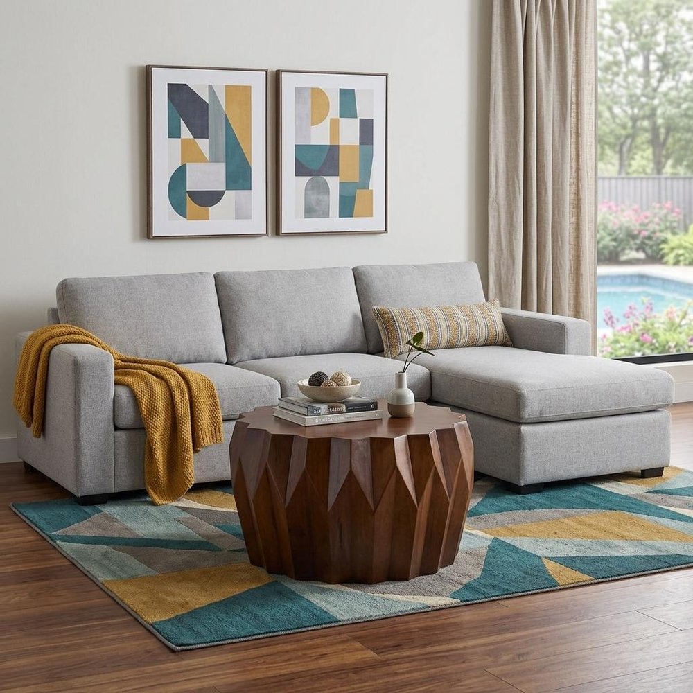 Brown Solid Wood Octagon Coffee Table - 29-inch
