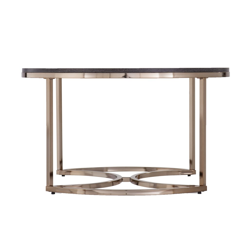 Champagne and Charcoal Manufactured Wood and Metal with Iron Round Coffee Table