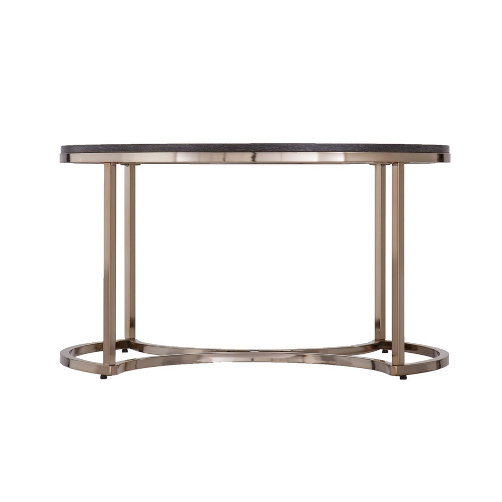 Champagne and Charcoal Manufactured Wood and Metal with Iron Round Coffee Table