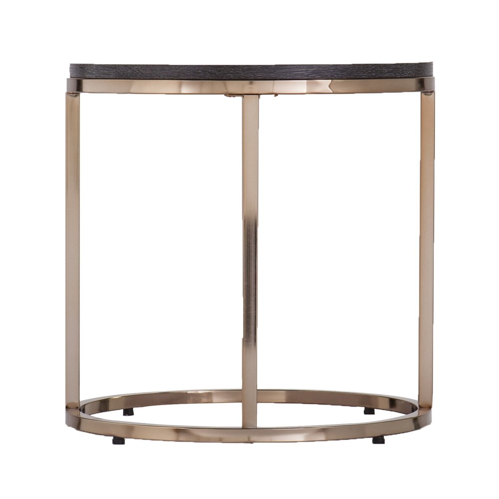 Champagne and Charcoal Manufactured Wood and Metal with Iron Round Coffee Table
