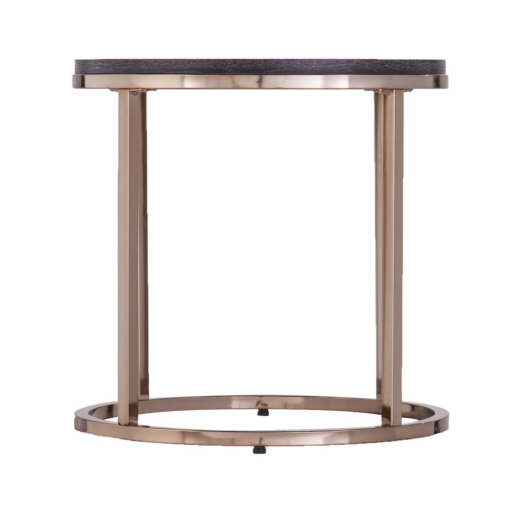 Champagne and Charcoal Manufactured Wood and Metal with Iron Round Coffee Table