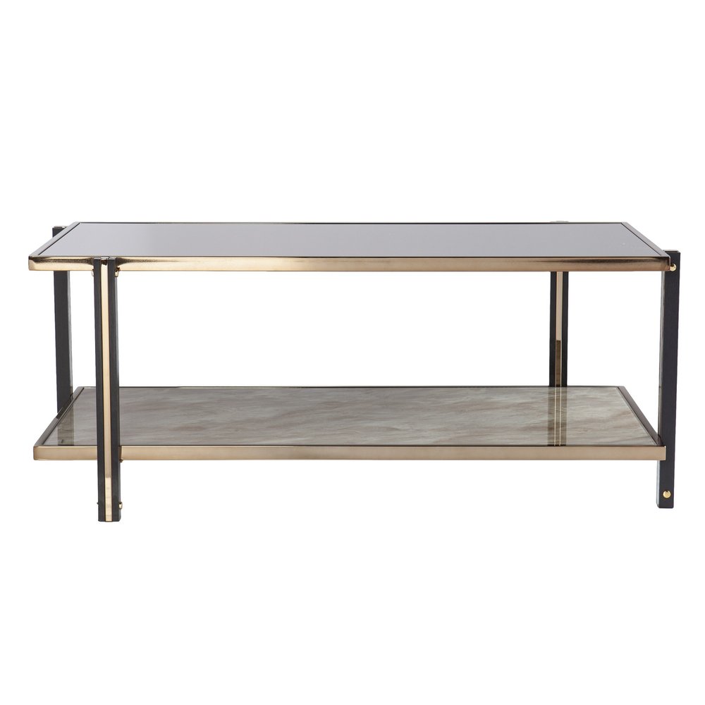 Champagne Mirrored and Metal Rectangular Mirrored Coffee Table