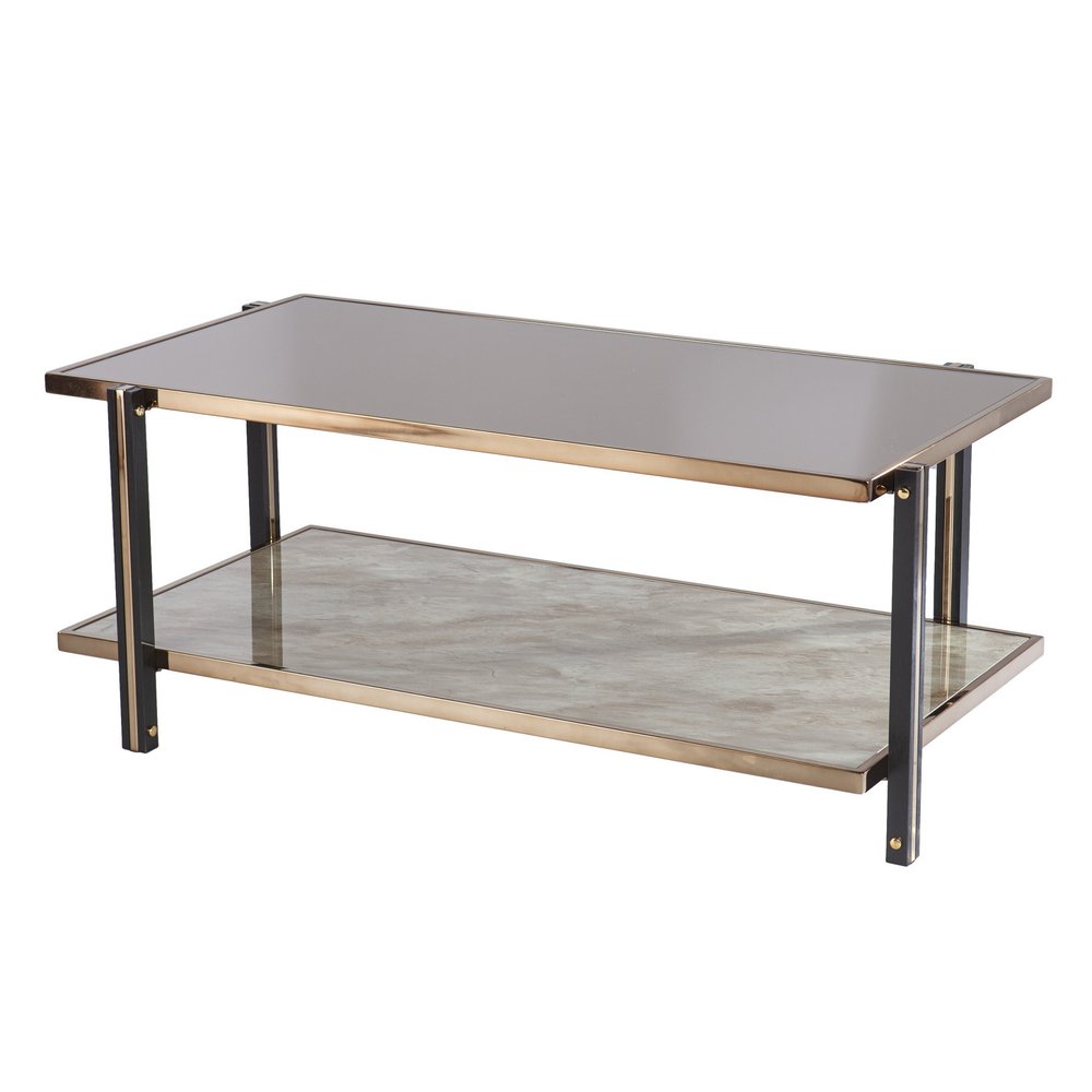Champagne Mirrored and Metal Rectangular Mirrored Coffee Table