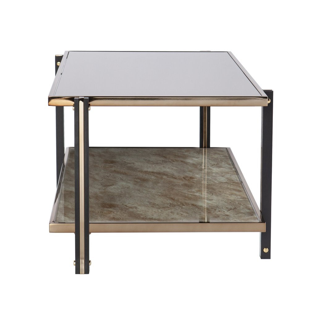 Champagne Mirrored and Metal Rectangular Mirrored Coffee Table