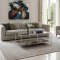 Chrome Glass and Metal Rectangular Mirrored Coffee Table - 42-inch