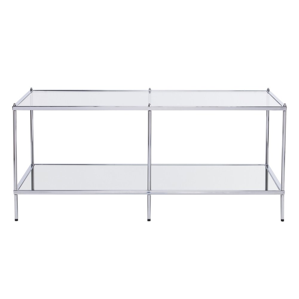 Chrome Glass and Metal Rectangular Mirrored Coffee Table - 42-inch