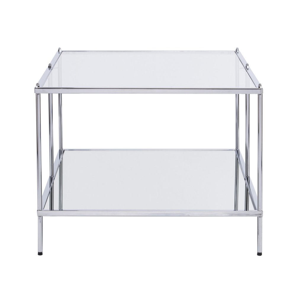 Chrome Glass and Metal Rectangular Mirrored Coffee Table - 42-inch