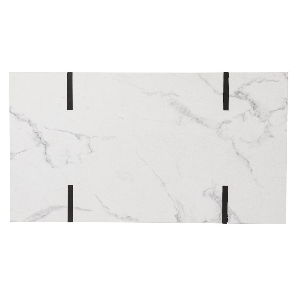 White and Black Faux Marble and Metal with Iron Coffee Table - 43-inch