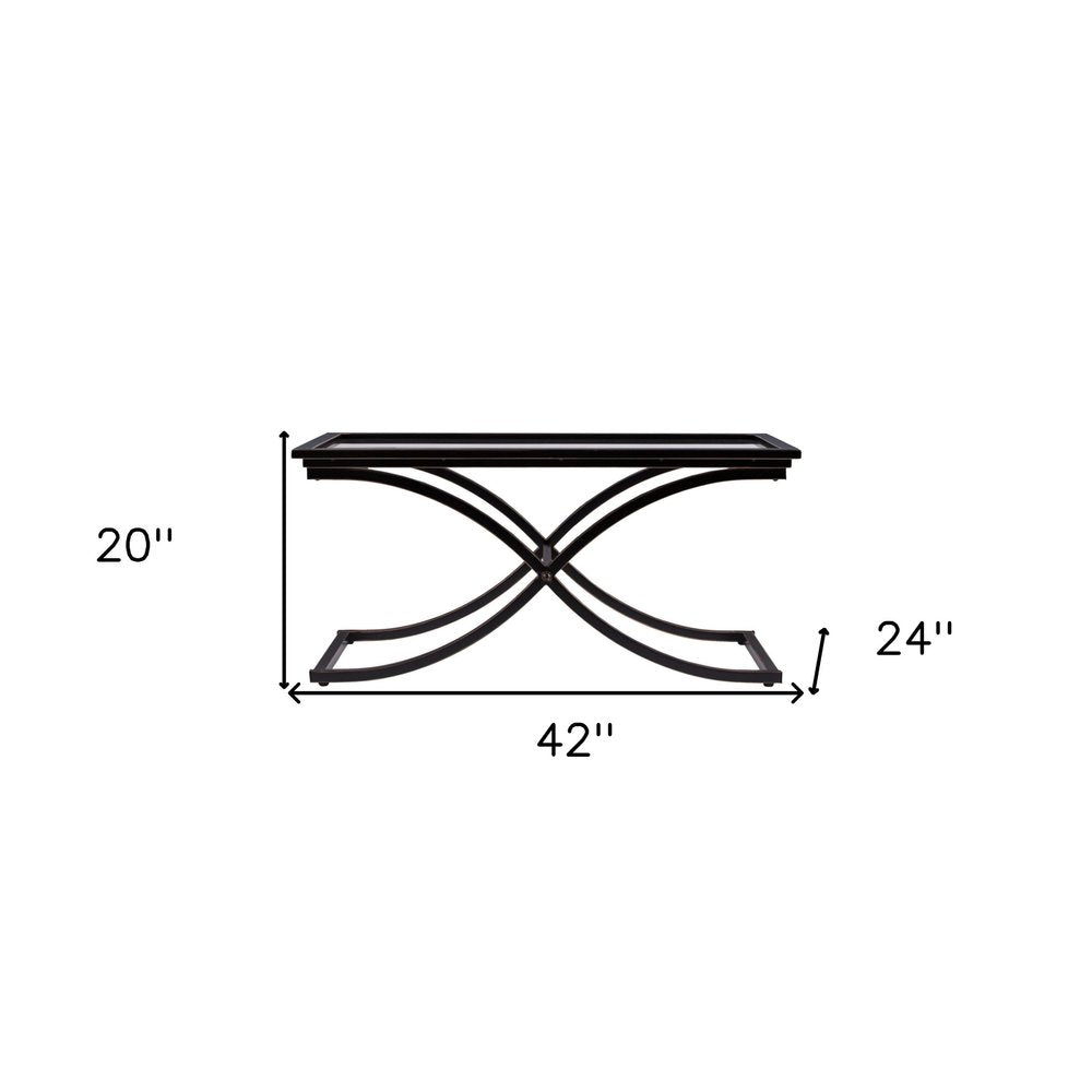 Black Glass and Metal Rectangular Coffee Table - 42-inch