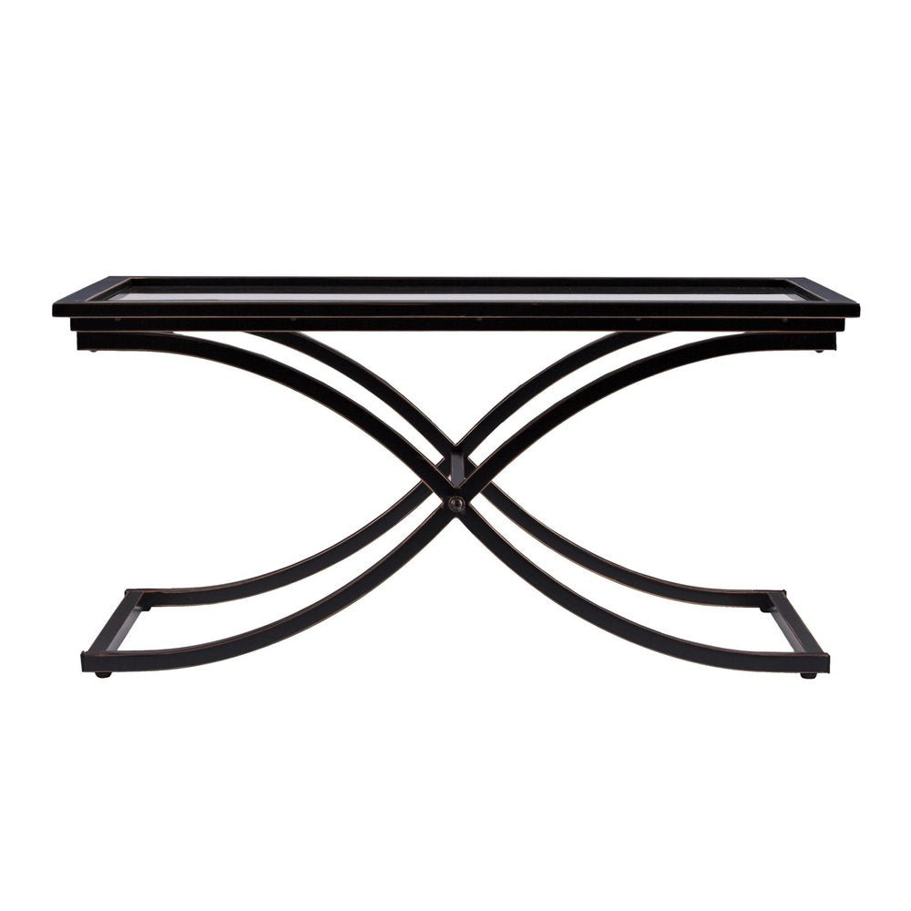 Black Glass and Metal Rectangular Coffee Table - 42-inch