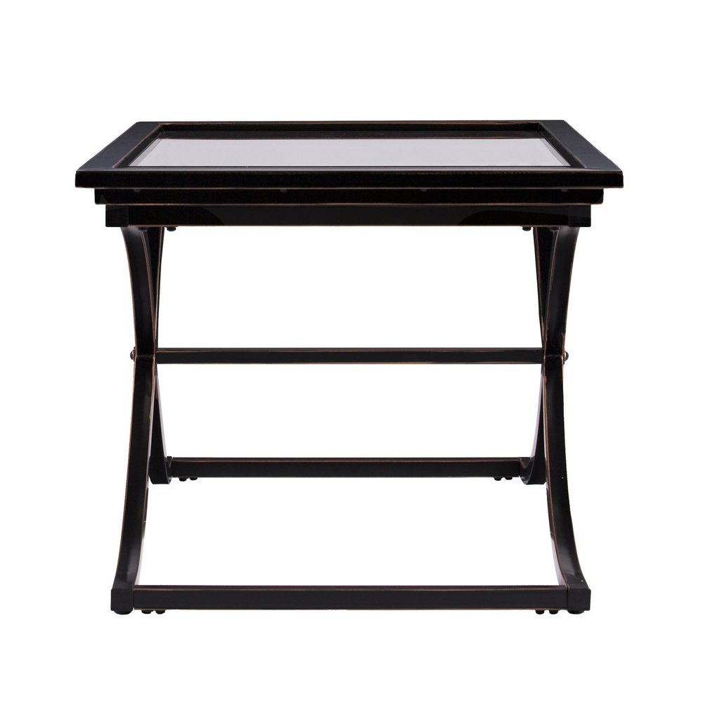 Black Glass and Metal Rectangular Coffee Table - 42-inch