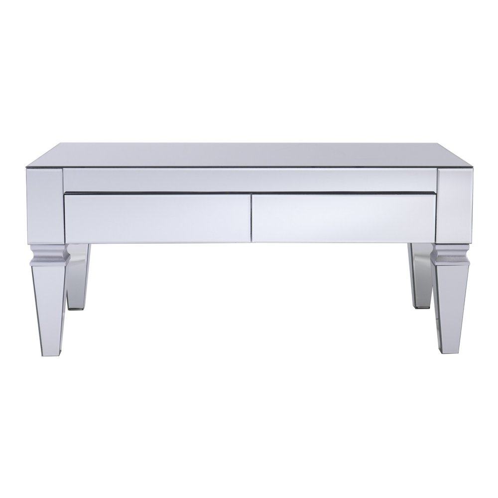Silver Glass with Iron Mirrored Coffee Table - 41-inch