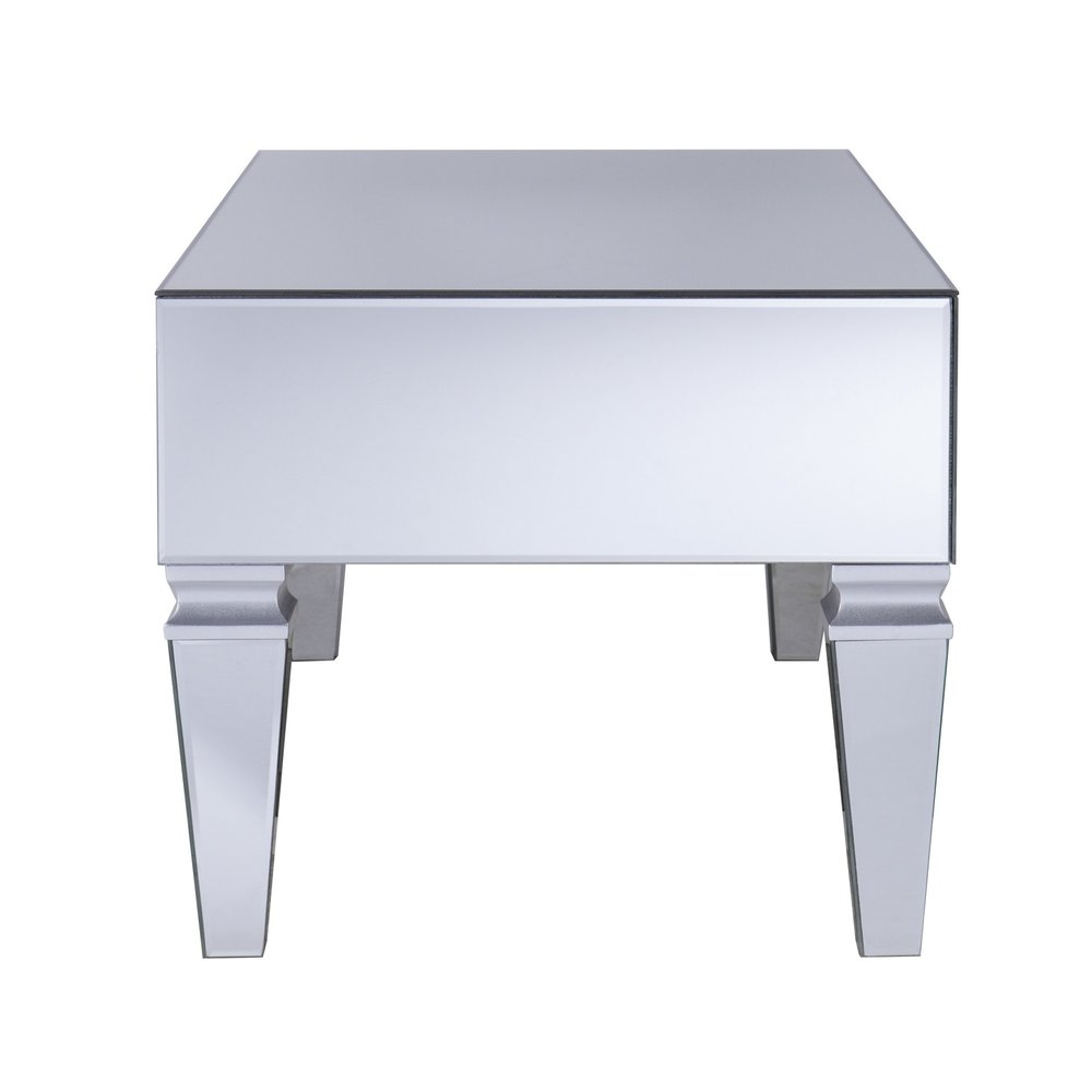 Silver Glass with Iron Mirrored Coffee Table - 41-inch