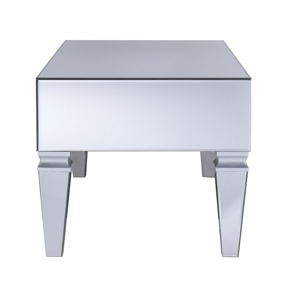 Silver Glass with Iron Mirrored Coffee Table - 41-inch
