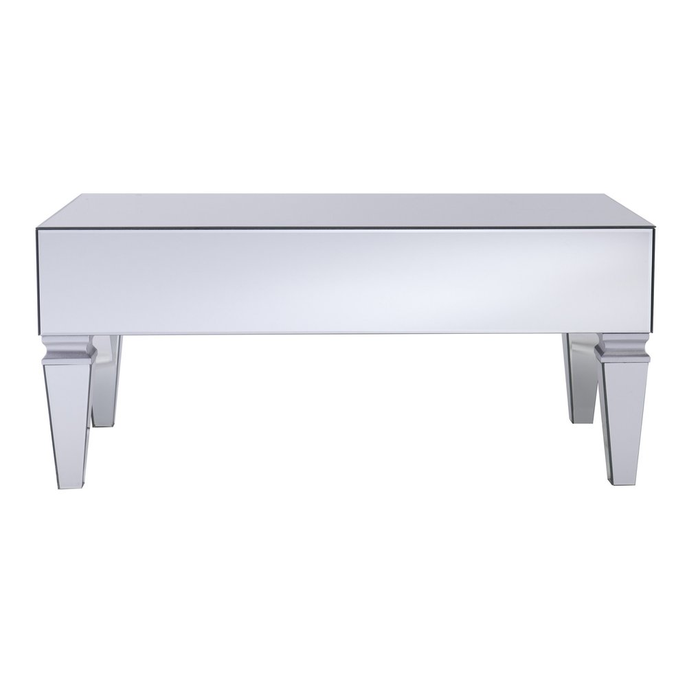Silver Glass with Iron Mirrored Coffee Table - 41-inch