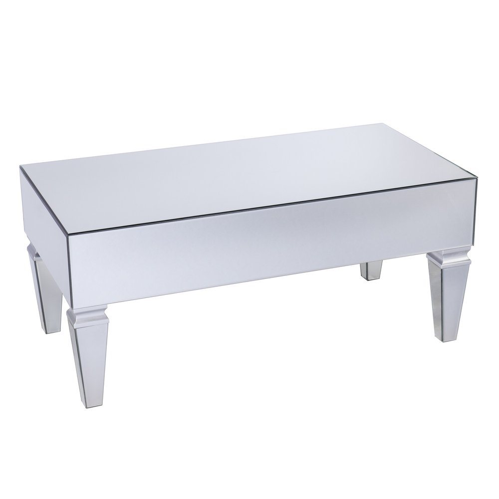 Silver Glass with Iron Mirrored Coffee Table - 41-inch