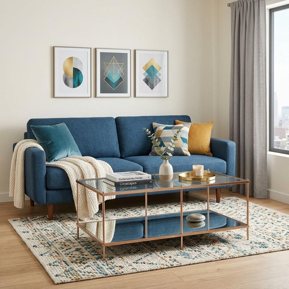 Clear and Gold Glass and Metal Coffee Table - 42-inch