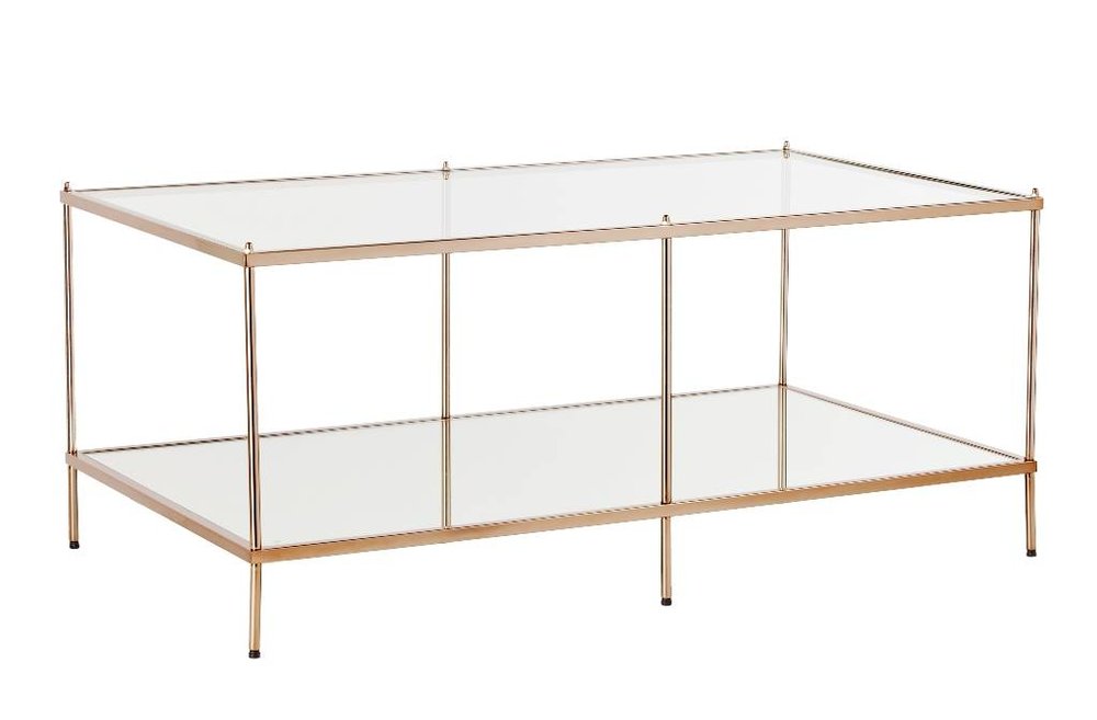 Clear and Gold Glass and Metal Coffee Table - 42-inch