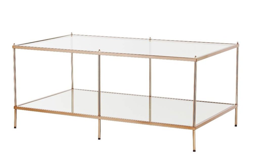 Clear and Gold Glass and Metal Coffee Table - 42-inch