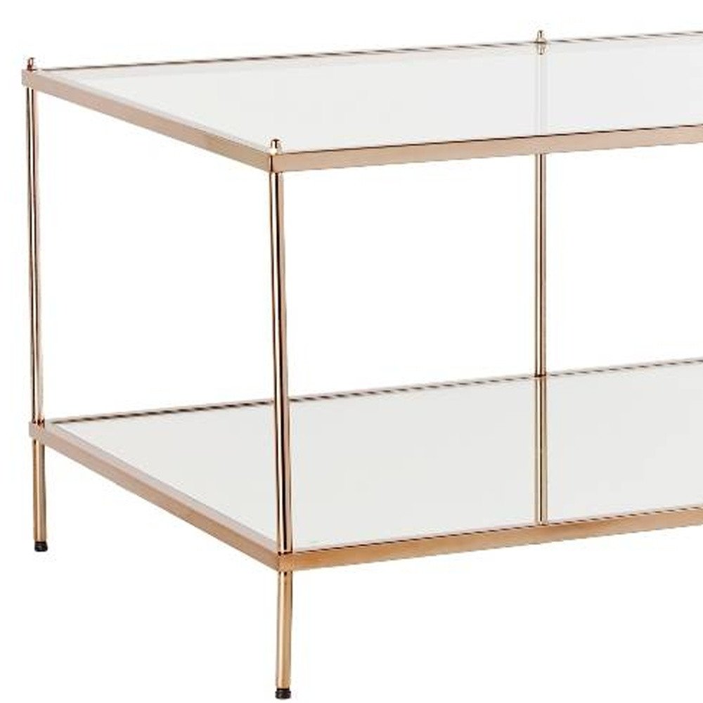 Clear and Gold Glass and Metal Coffee Table - 42-inch