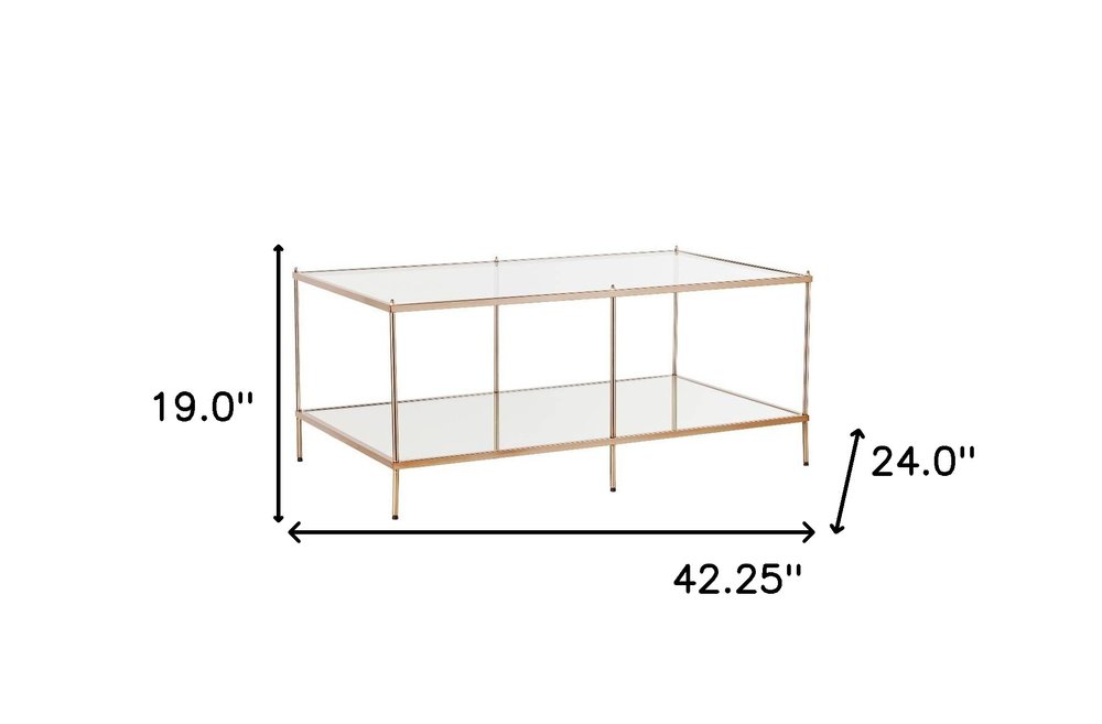 Clear and Gold Glass and Metal Coffee Table - 42-inch