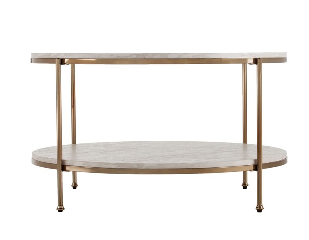 White Solid Manufactured Wood and Metal Square Coffee Table - 33-inch