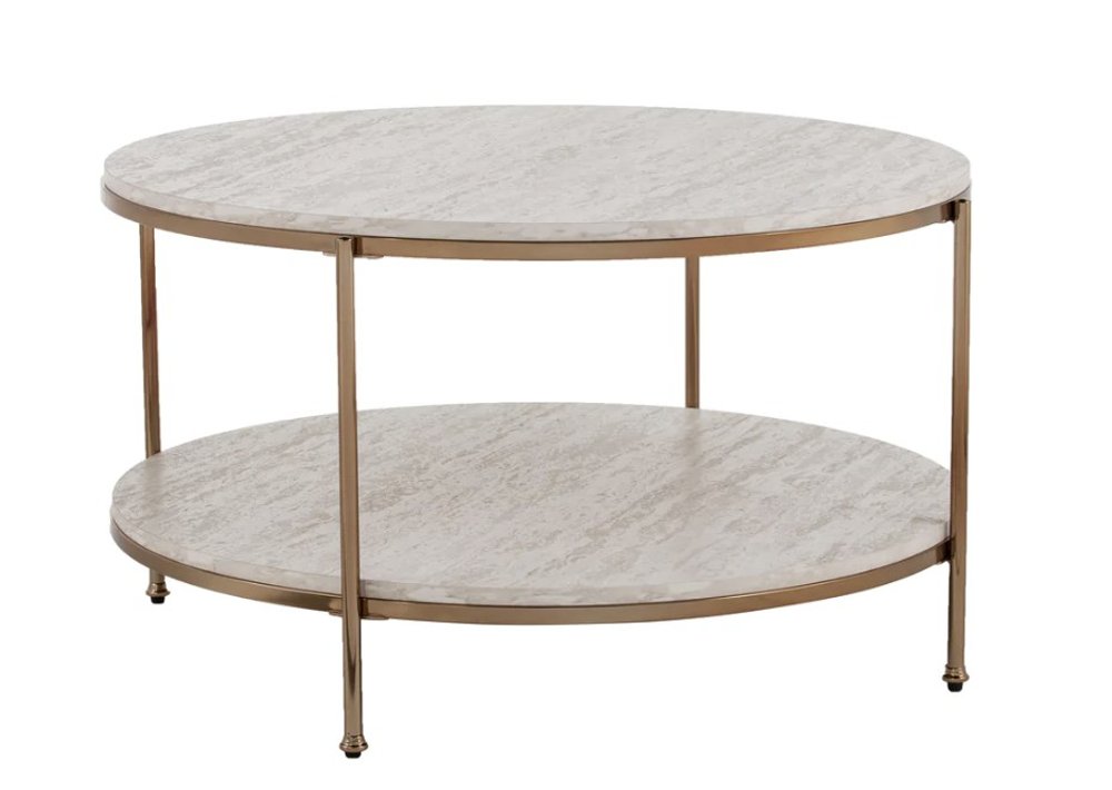 White Solid Manufactured Wood and Metal Square Coffee Table - 33-inch