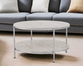 Chrome Faux Marble and Metal Round Coffee Table - 33-inch