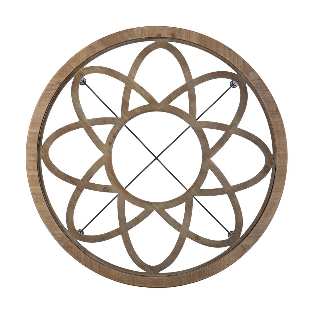 Floral Design Glass Top Round Coffee Table - 33-inch