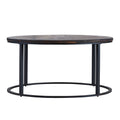 Natural and Brown Reclaimed Wood and Metal Round Coffee Table