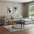 Natural and Brown Reclaimed Wood and Metal Round Coffee Table