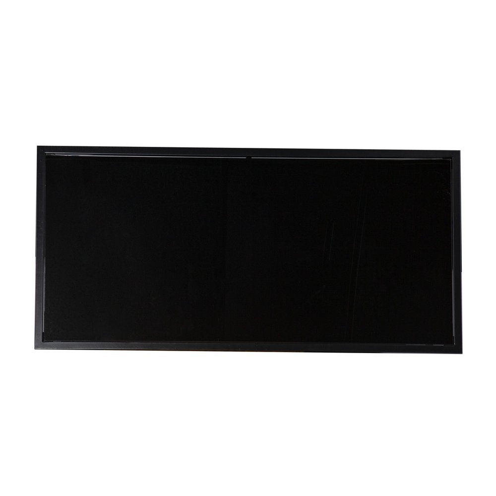 Black Glass Faux Marble and Metal Coffee Table with Shelf - 42-inch