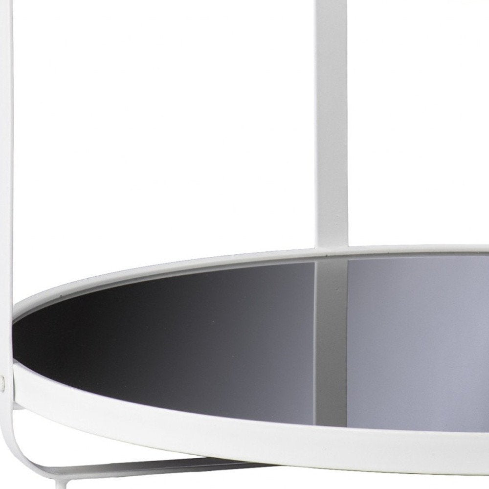 White Glass and Metal Two Tier Round Coffee Table - 32-inch