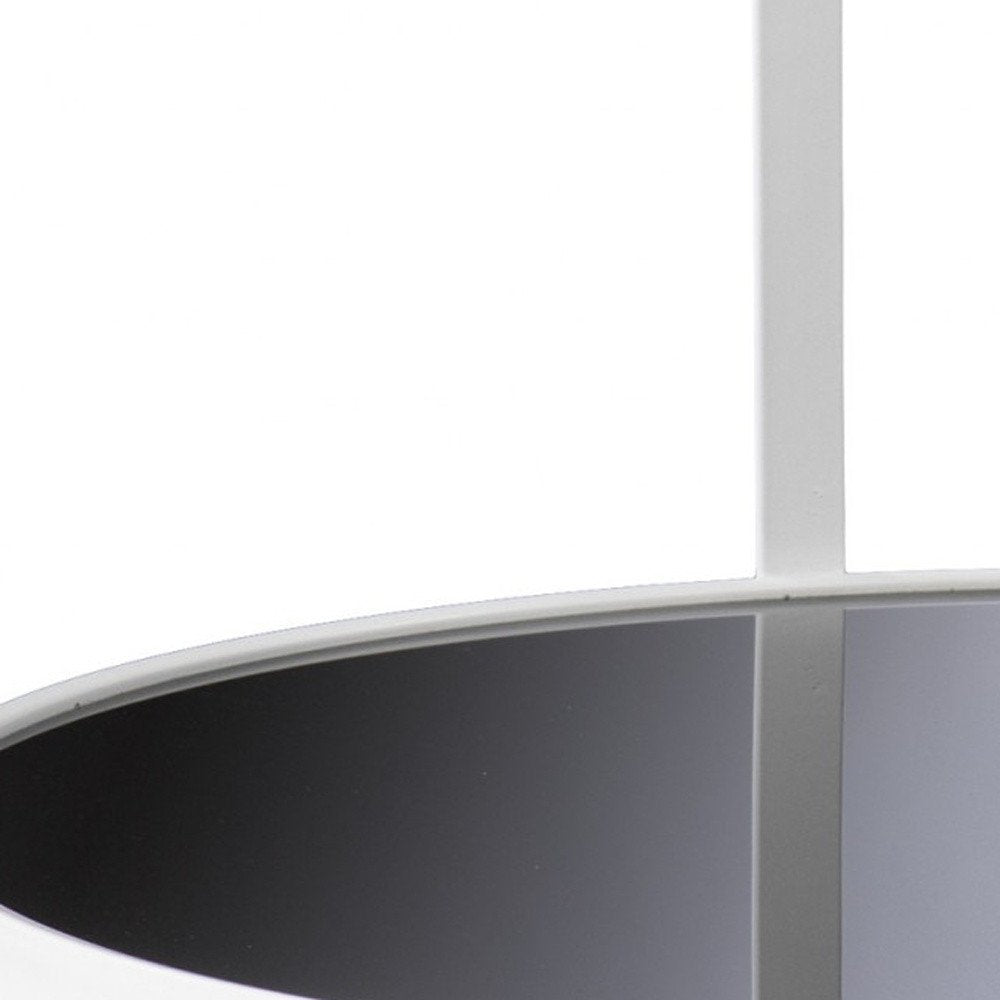 White Glass and Metal Two Tier Round Coffee Table - 32-inch