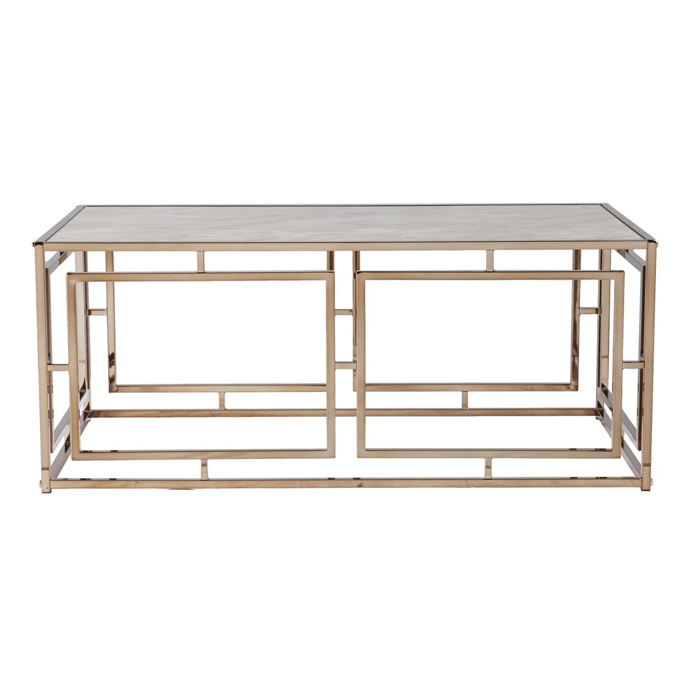 Champagne Glass and Metal Rectangular Coffee Table - 44-inch