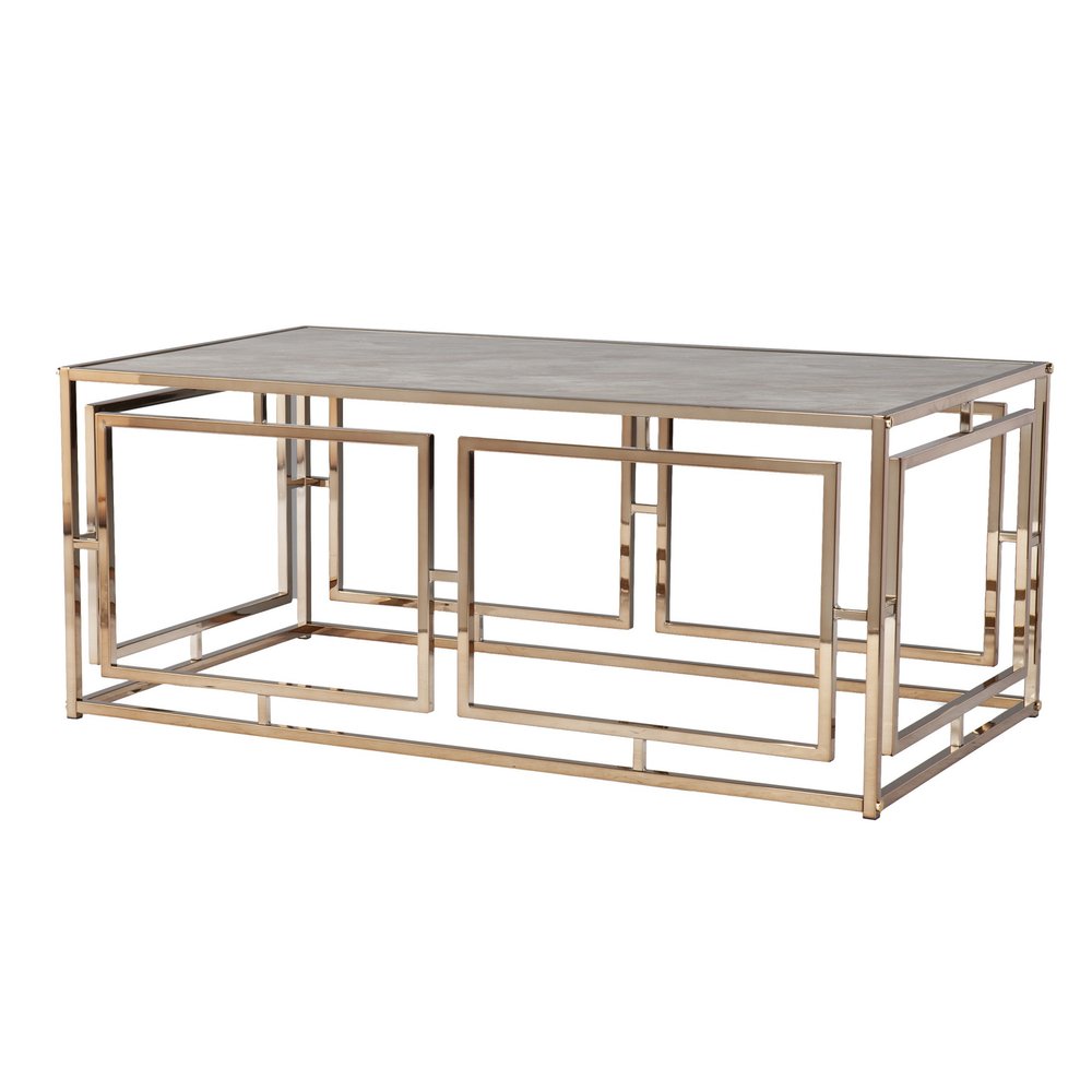 Champagne Glass and Metal Rectangular Coffee Table - 44-inch