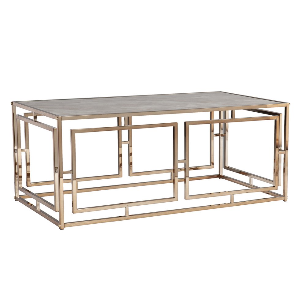 Champagne Glass and Metal Rectangular Coffee Table - 44-inch