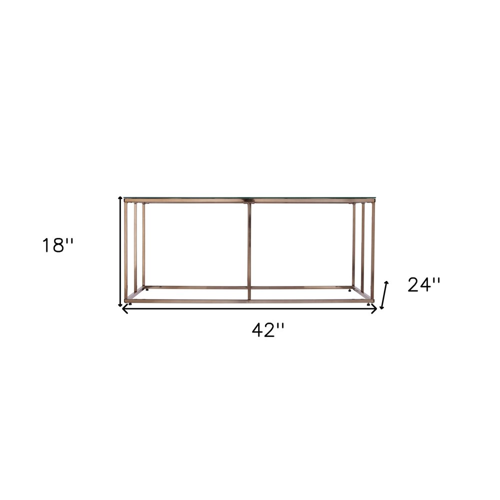 Clear and Champagne Glass and Metal Coffee Table - 42-inch
