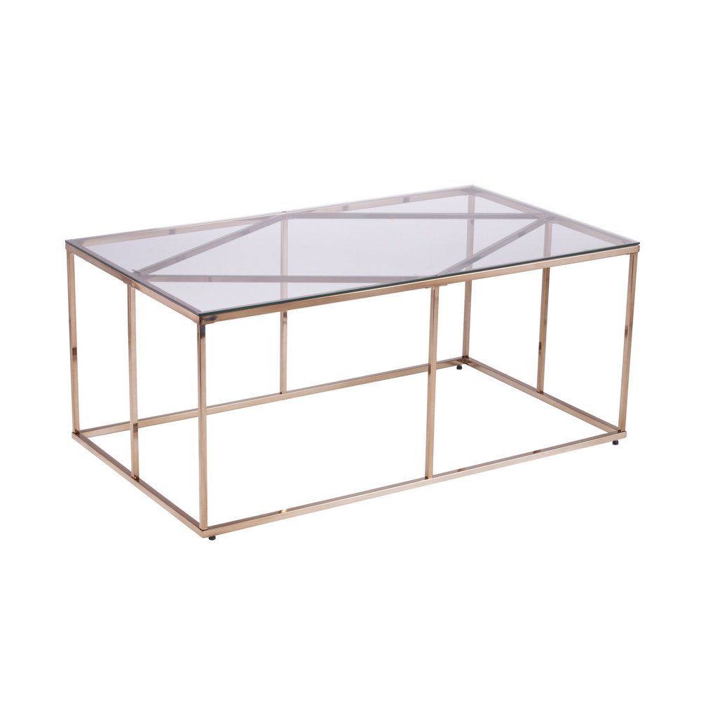 Clear and Champagne Glass and Metal Coffee Table - 42-inch