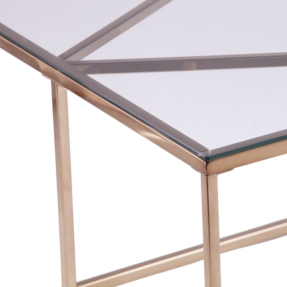 Clear and Champagne Glass and Metal Coffee Table - 42-inch