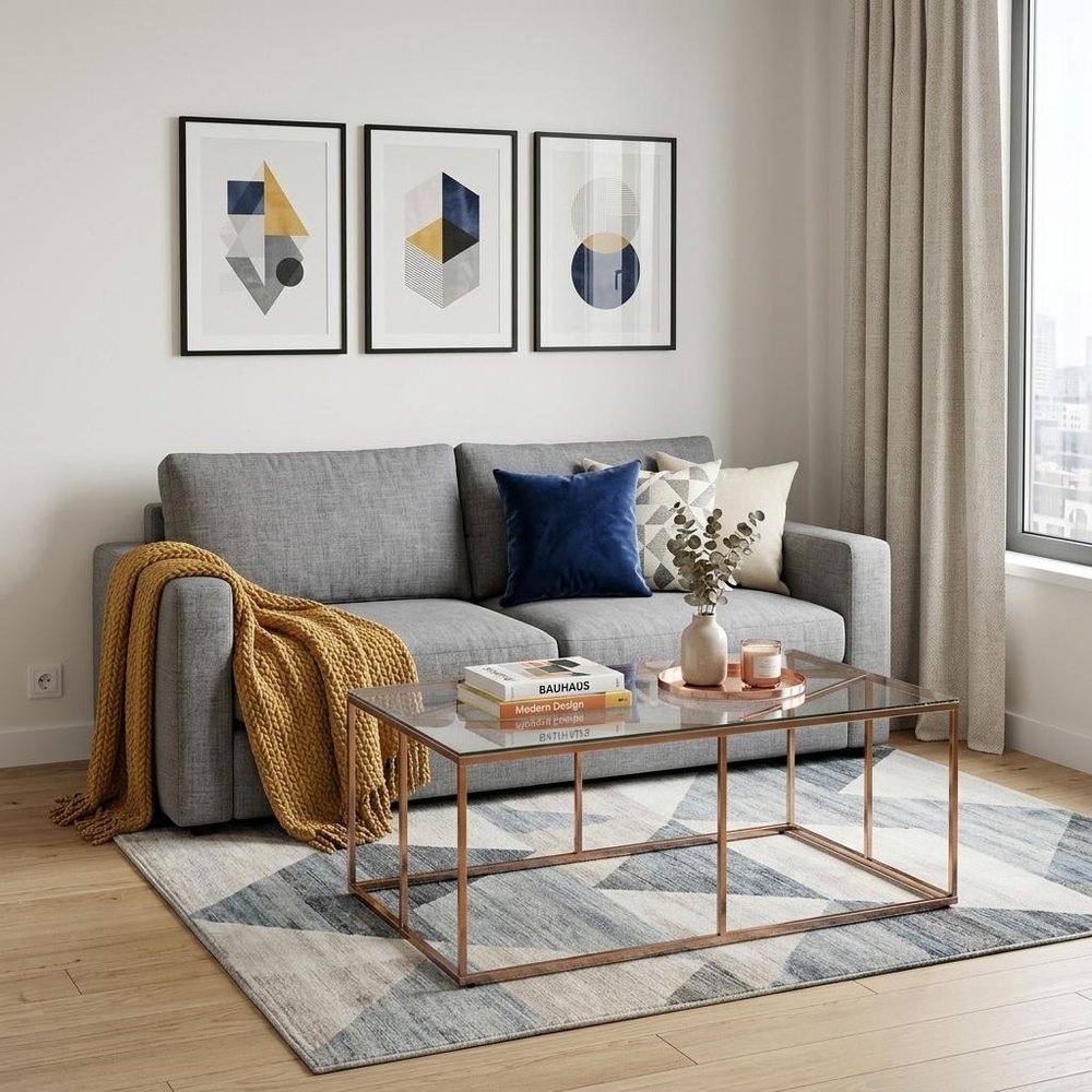 Clear and Champagne Glass and Metal Coffee Table - 42-inch