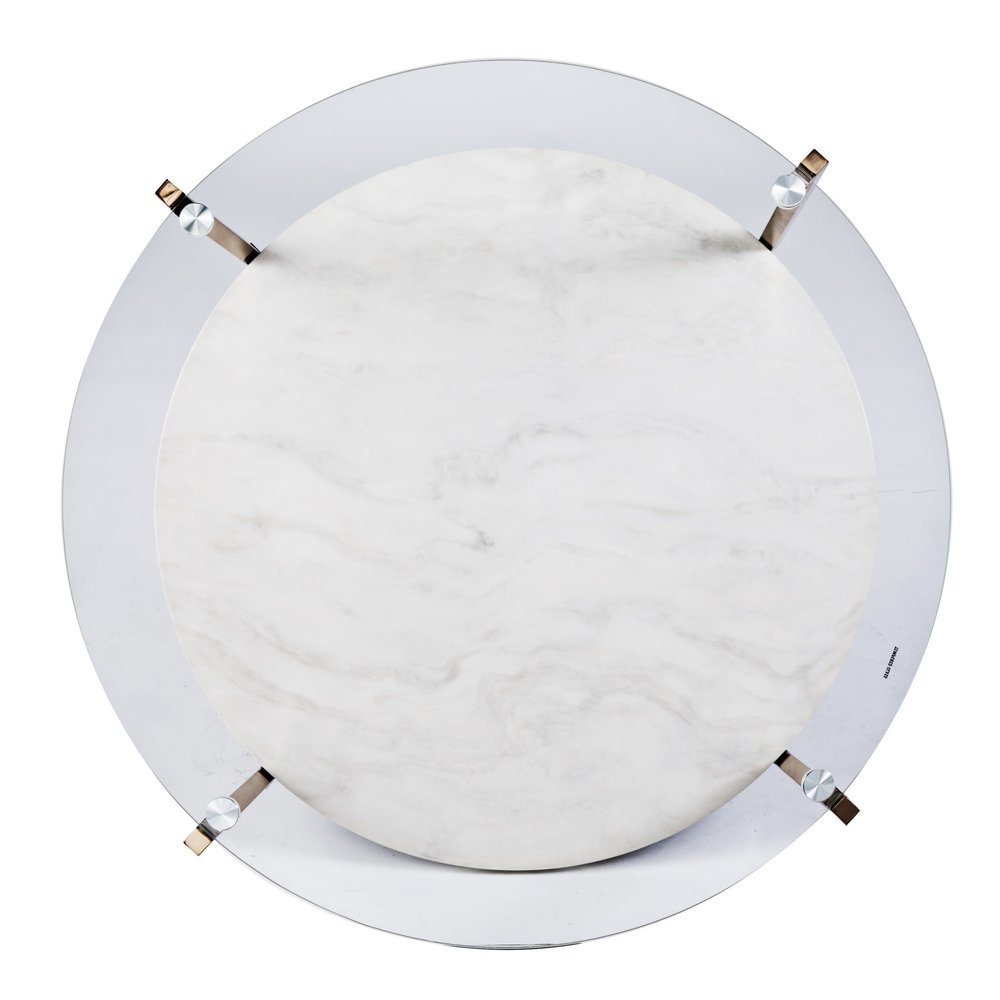 Gold Glam Glass and Faux Marble Two Tier Round Coffee Table - 33-inch
