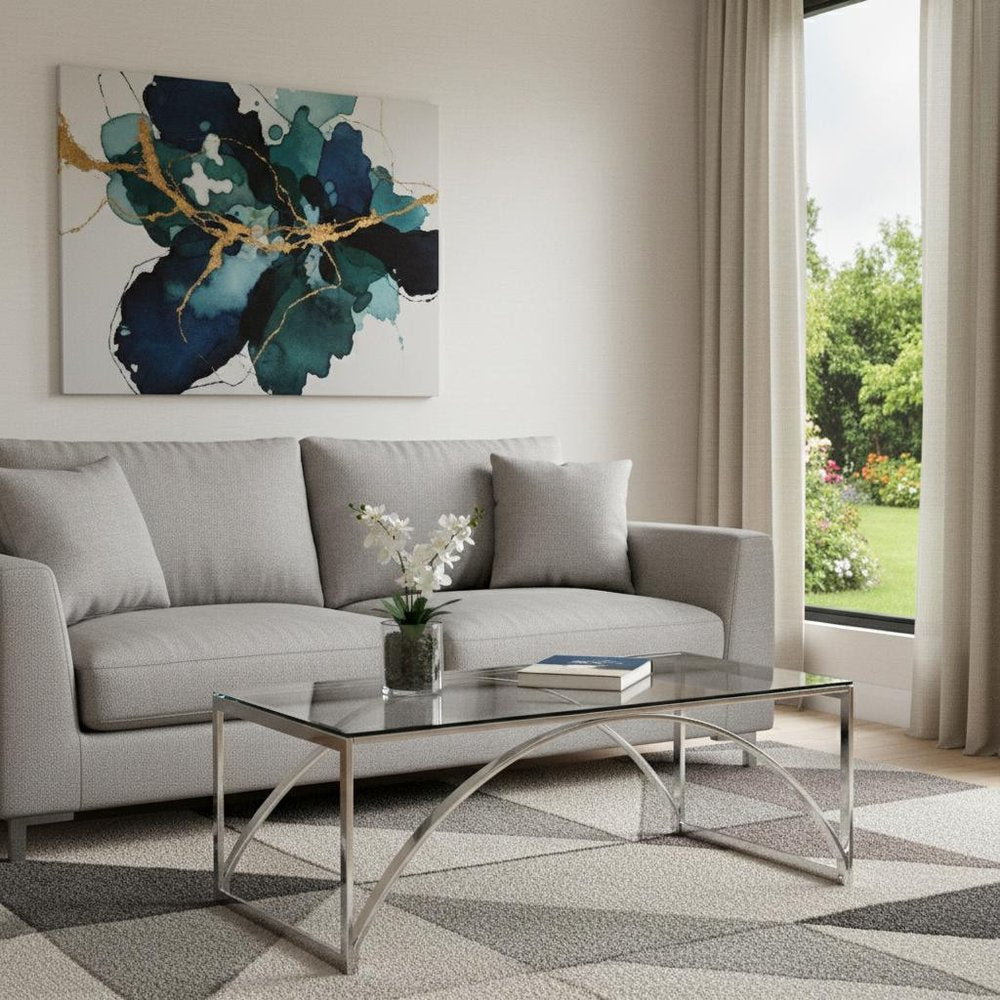 Chrome Glass and Metal Rectangular Coffee Table - 48-inch