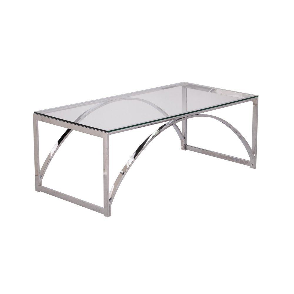 Chrome Glass and Metal Rectangular Coffee Table - 48-inch
